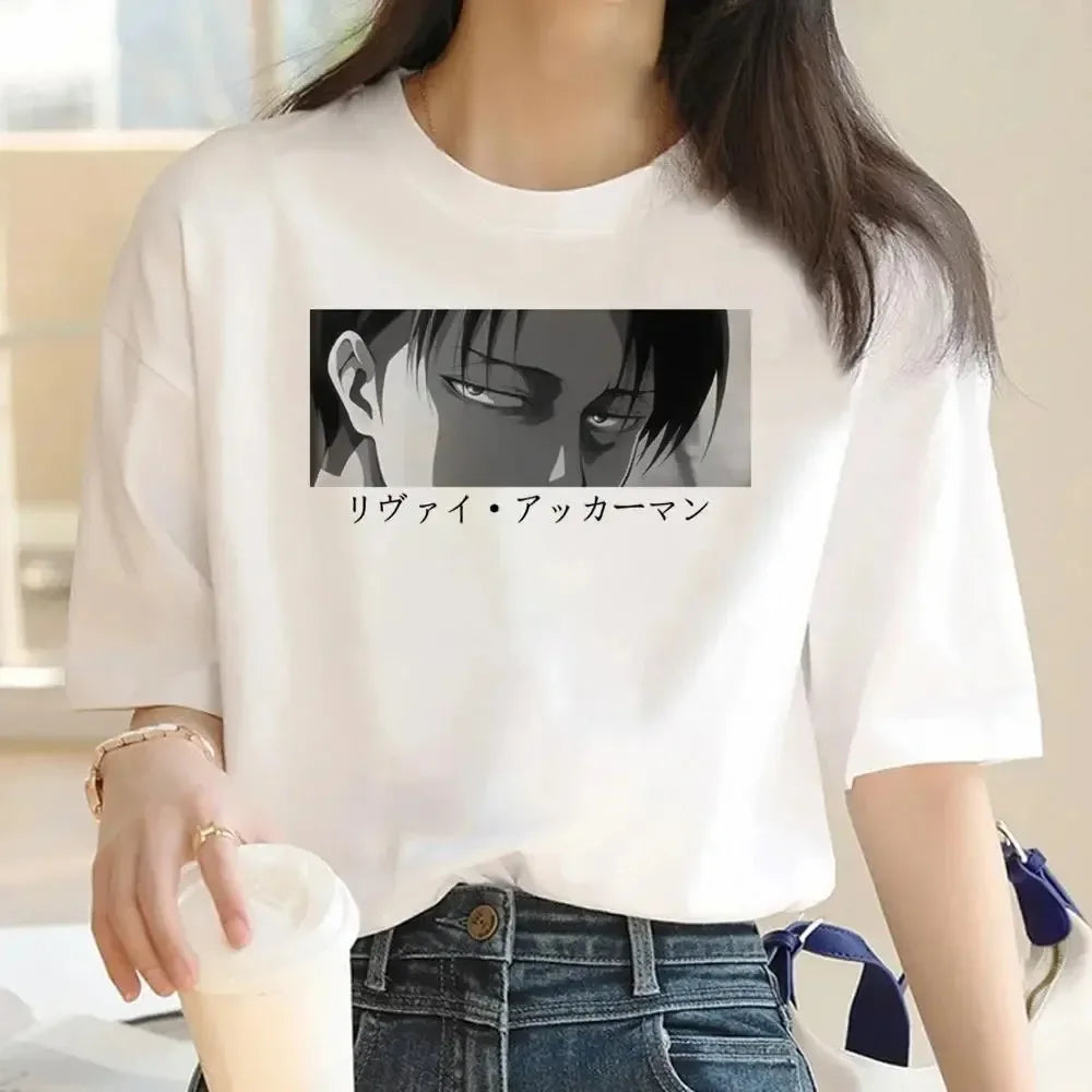 2024 New Anime Attack Titan Graphic Printing Harajuku T-Shirt Casual Fashion Short Sleeve Plus Size T-Shirt Ladies Short Sleeve