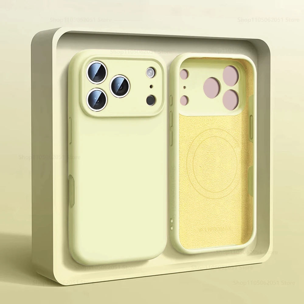 Magnetic Original Liquid Silicone Phone Case For iPhone 17 16 15 14 13 Pro Max 17Pro Air For Magsafe Wireless Cases Soft Cover