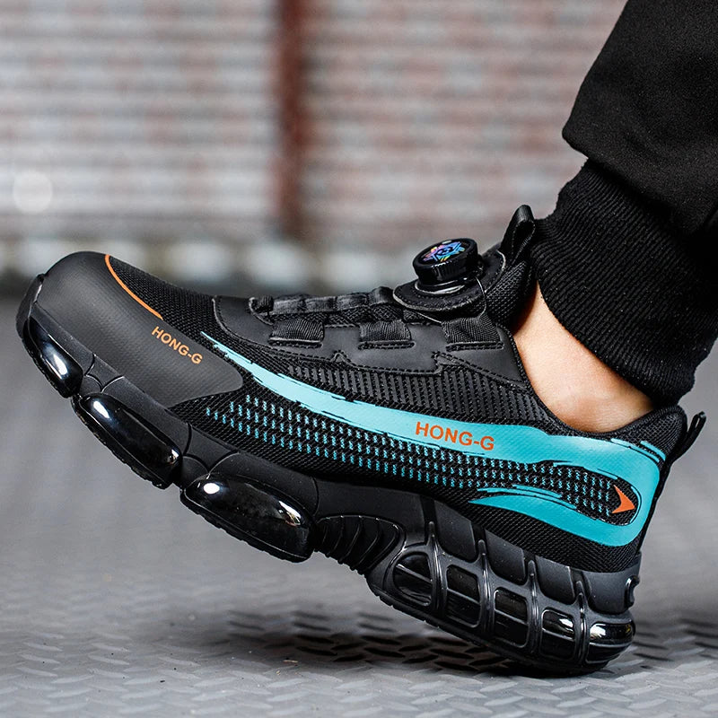 Rotating Button Safety Shoes Men Anti-smash Anti-puncture Work Shoes Fashion Men Safety Sport Shoes Security Protective BootsMen