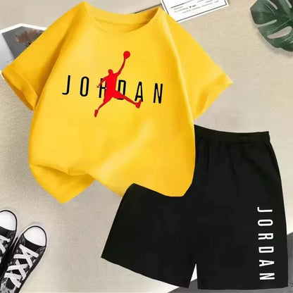 Summer Short Sleeve Children Set Slam Dunk Master Pattern Print Sports T-shirt+Shorts 2pcs Set Kids Boys Girls Fashion Tracksuit