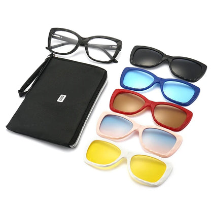 Cycling Polarized Sunglasses 6 In 1 Sets TR90 Anti-Glare Men Magnet Sunshade High Quality Colorful Clip On Sun Glasses UV400