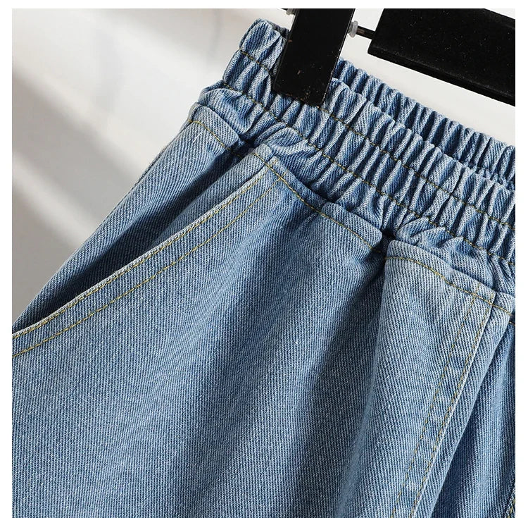 Wide Leg Denim Shorts For Women 2024 Summer New Arrivals High Waist Big Pockets Blue Color Jeans Shorts Casual Pants Trousers