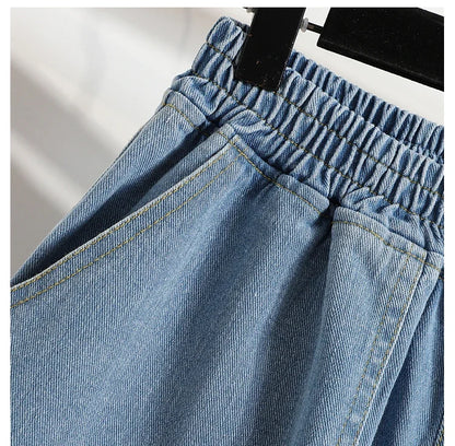 Wide Leg Denim Shorts For Women 2024 Summer New Arrivals High Waist Big Pockets Blue Color Jeans Shorts Casual Pants Trousers
