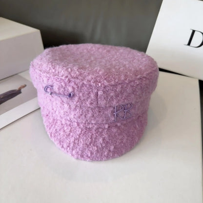 Brand Designer New Winter Embroidery Letter Baker Boy Straw Caps Purple Newsboy Caps Thick Warm Flat Cap Chapeau Homme