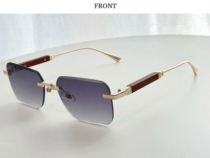 Rimless Sunglass Men Vintage 2025 Fashion Glasses Square Sunglasses Women Trendy And Fashionable Gafas De Sol Hombre Zonnebril