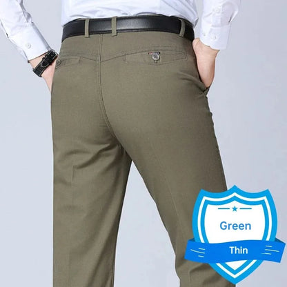 New Arrival 100% Cotton Summer Autumn Men's Casual Pants Fashion Solid Black Beige Gentle Thicken Trousers Brand Smart Suit Pant
