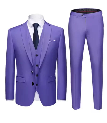 2026 New Men's Suit 3-Piece, Wedding Party Dress Jacket Vest Trousers, Fashion Slim Fit Blazer Waistcoat Pants Red Blue Green