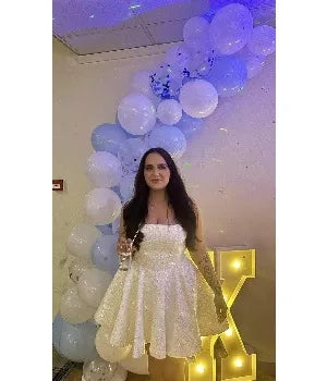 Square Collar Sequin Back To School Dress Spaghetti Strap Cocktail Gown Bow, Backless Elegant Princess Birthday Party Dance Gown