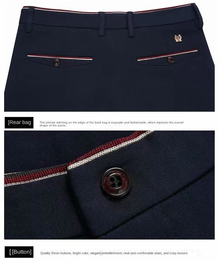 Stretch Suit Trousers for Men Office Pants Non-Ironing Slim Fit Bridegroom Suits Wedding Business Black Suit Pants Men