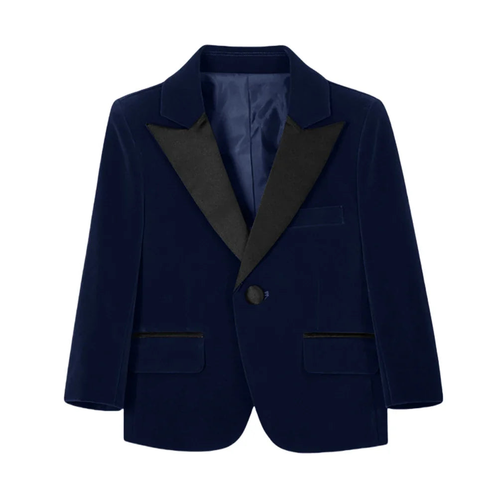 50+ Colors Velvet Suit Blazer for Kids 3-18 Years Children Formal Flannel Suit jacketm Classic Peak Lapel Suit School Uniform