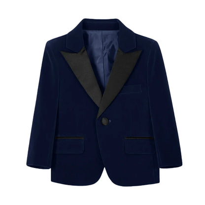 50+ Colors Velvet Suit Blazer for Kids 3-18 Years Children Formal Flannel Suit jacketm Classic Peak Lapel Suit School Uniform