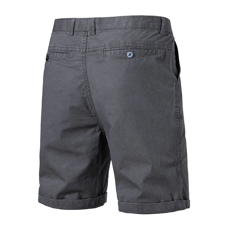 Classic Mens 100% Cotton Casual Shorts Khaki Grey Navy Black Knee Shorts American Style Streetwear Golf Shorts