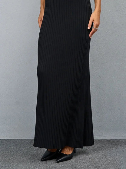 Women's Sleeveless Knitted Dress Strap Summer Fashion Wide Shoulder Inner Long Skirt Slim Fit Casual Dresses