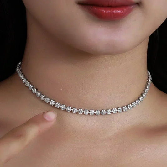 Flower Moissanite Tennis Necklaces Bracelets For Women 925 Sterling Silver Full Diamond Neck Wrist Chain With  Certificate