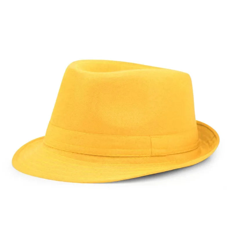 Summer Solid Bright Color Sun Hat British Jazz Hat Top Hat Men's Top Hat Winter Middle-aged and Elderly Jazz Warm Hat Fedora Hat