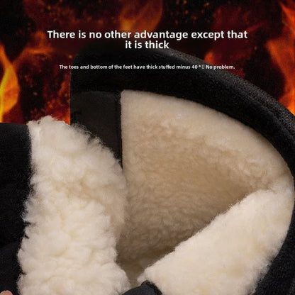Mens Snow Boots Thickened Velvet Winter Boots Rotating Buckle Design Mid-calf Boots Plush Warm Cotton Shoes for Men Botas Hombre