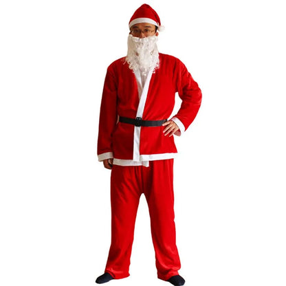 7PC Santa Claus Costume Sets Christmas Party Prom Adult Role Playing New Year Christmas Clothing Adult Character Cosplay Costume
