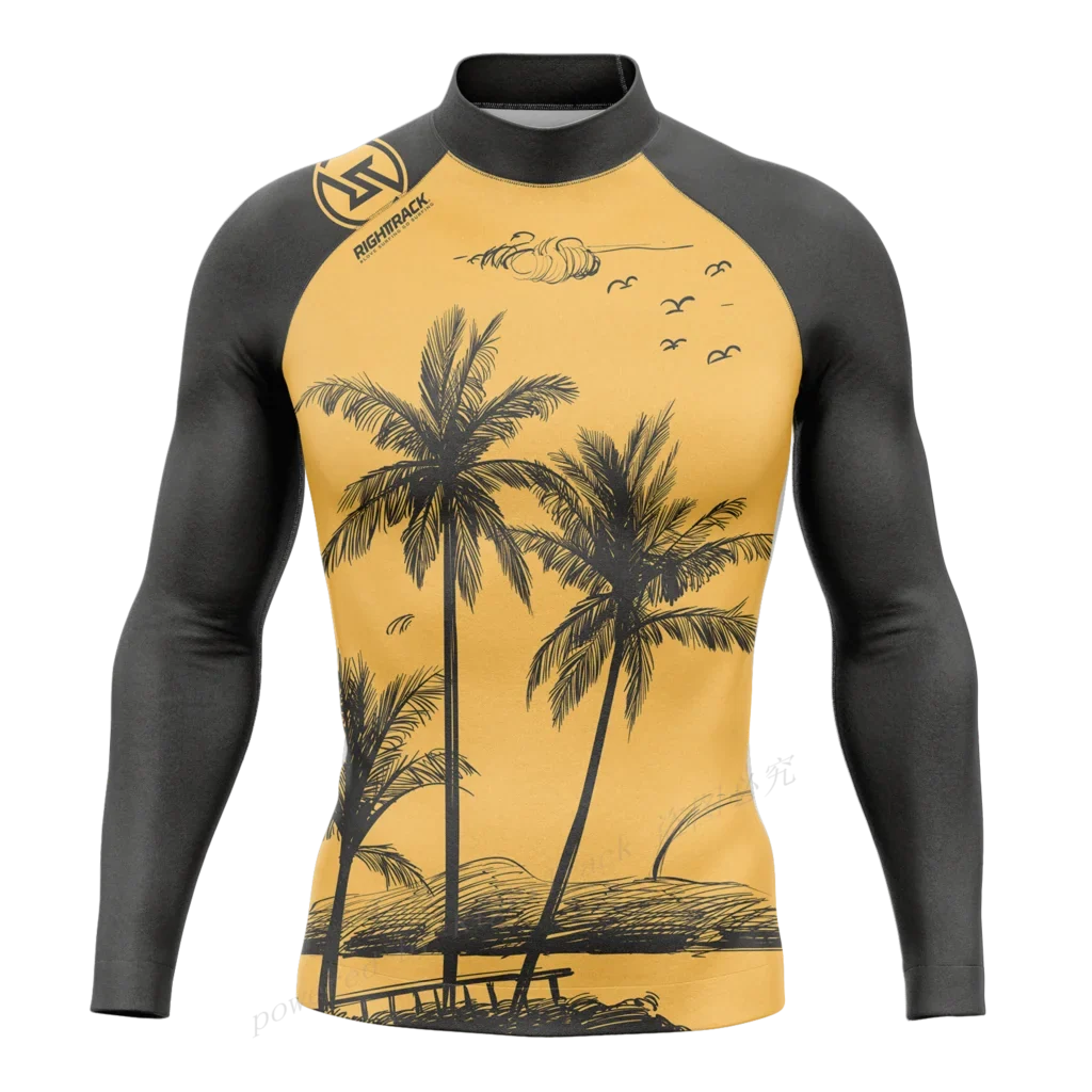 Hot Men's Rashguard Snorkeling Long Sleeve Surfing Shirts Diving Sunscreen Surf Sweatshirt UV Protection RightTrack Swimwear