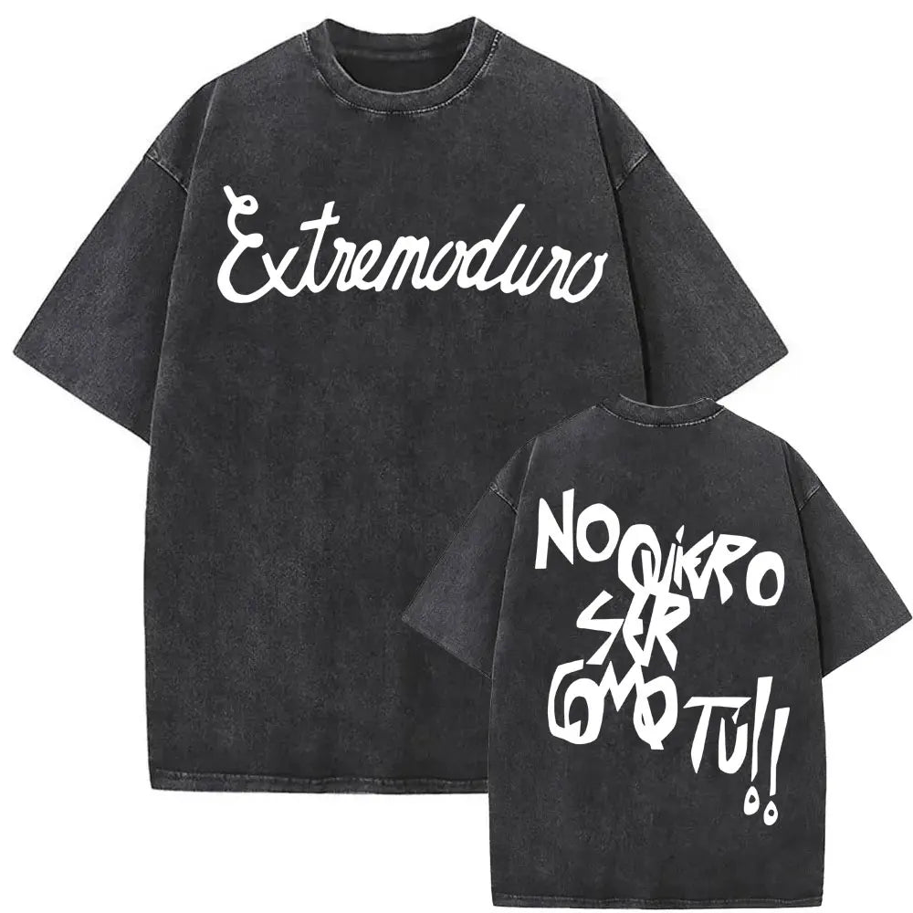 Rock Band EXTREMODURO Tour 2025 Vintage Washed T-shirt Men Women Fashion Hip Hop Street T Shirts Summer Loose Oversized T Shirt