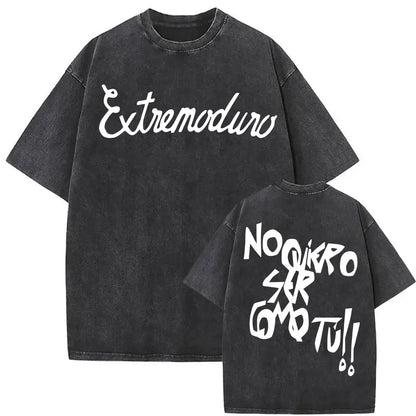 Rock Band EXTREMODURO Tour 2025 Vintage Washed T-shirt Men Women Fashion Hip Hop Street T Shirts Summer Loose Oversized T Shirt