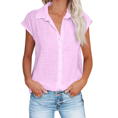 Summer Solid Cotton Linen Shirt Women's Clothing Casual Short Sleeve Tops Tee Ladies T-Shirts Blusas Thin Loose T Shirt Woman