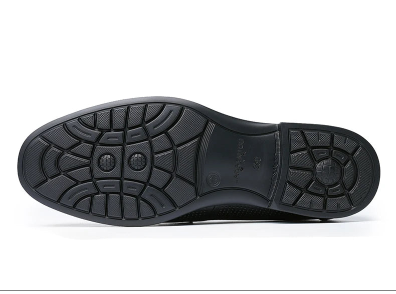 Men's bean shoes, genuine leather hollow out breathable business casual dad leather sandals, soft soled loafers10790DW