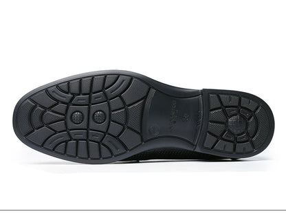 Men's bean shoes, genuine leather hollow out breathable business casual dad leather sandals, soft soled loafers10790DW