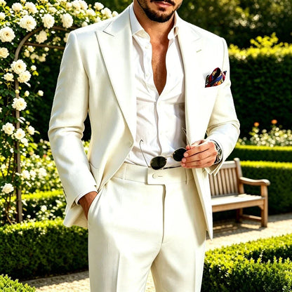 Sage Green Linen Men Suit 2 Piece Set Beach Wedding Lightweight Summer Casual Groom Suits Outdoor Mens Fashion Suit 2026