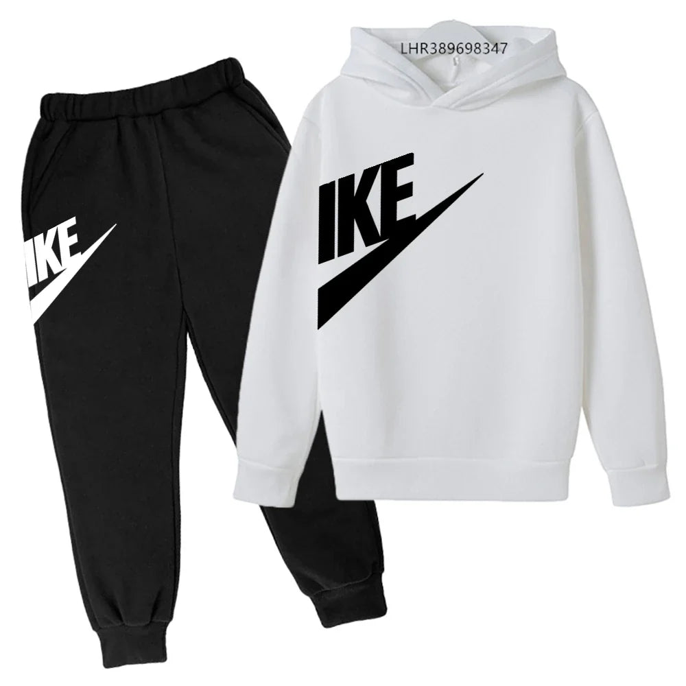 Children 3-12 Years Old Autumn Hoodie Long-sleeved Boys Girls Toddler Sports Coat Top+Pants Stylish Casual Sweatshirt Set