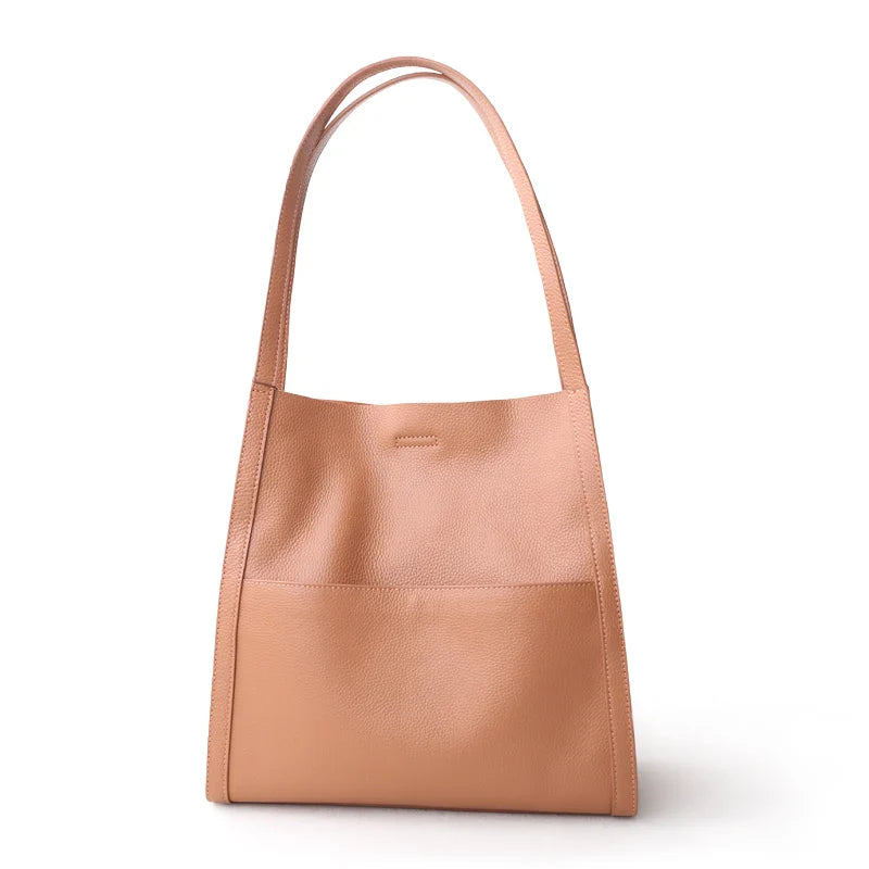 2025 New Women Bag Female Luxury Fashion Shoulder Bags Lady Soft 100% Cowhide Genuine Leather Niche Design Tote Bucket Handbag