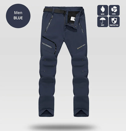Men's Women's Pants Camping Fleece Lined Waterproof Winter Insulated Hiking Trekking Trousers Outdoor Work Slim Pant
