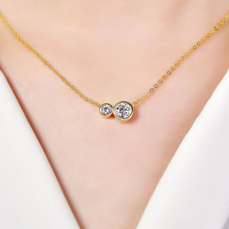 GRA Certified D VVS1 1.0CT Moissanite Diamond Round Pendant Necklace for Women Chain Fine Neck Jewelry Gifts Collares