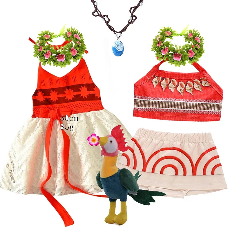 Girls Party Dresses Halloween Girls Little Moana Dress for Beach Summer Outfit Carnival Costumes Party Princess Vaiana Dress