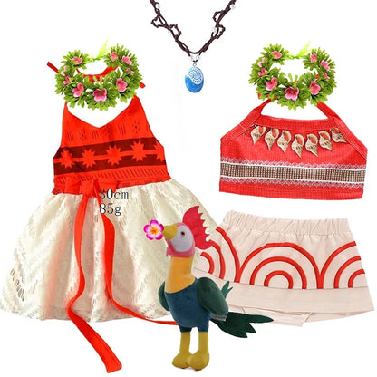 Girls Party Dresses Halloween Girls Little Moana Dress for Beach Summer Outfit Carnival Costumes Party Princess Vaiana Dress