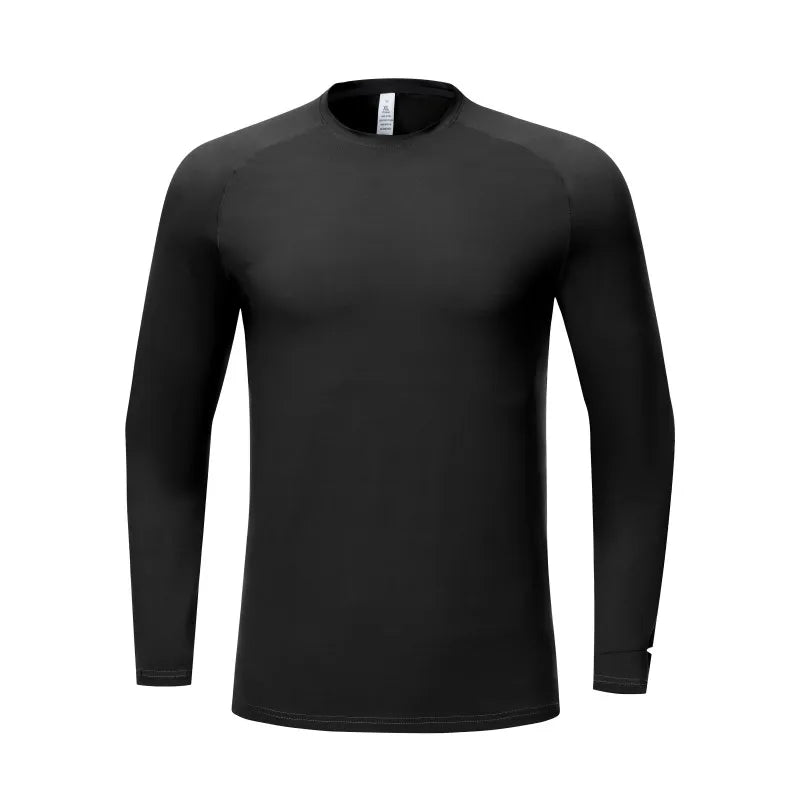 Autumn Winter Men Running Long Sleeve T-shirt High Elasticity Tight Thick Keep Warm Training Gym Fitness Sports Quick-drying Top