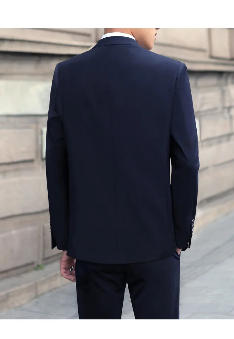 Men's M-10XL Spring New Wedding Fashion Handsome Suit Business Cargo Trousers Plus Size Two Sets Fat Friendly Clothing