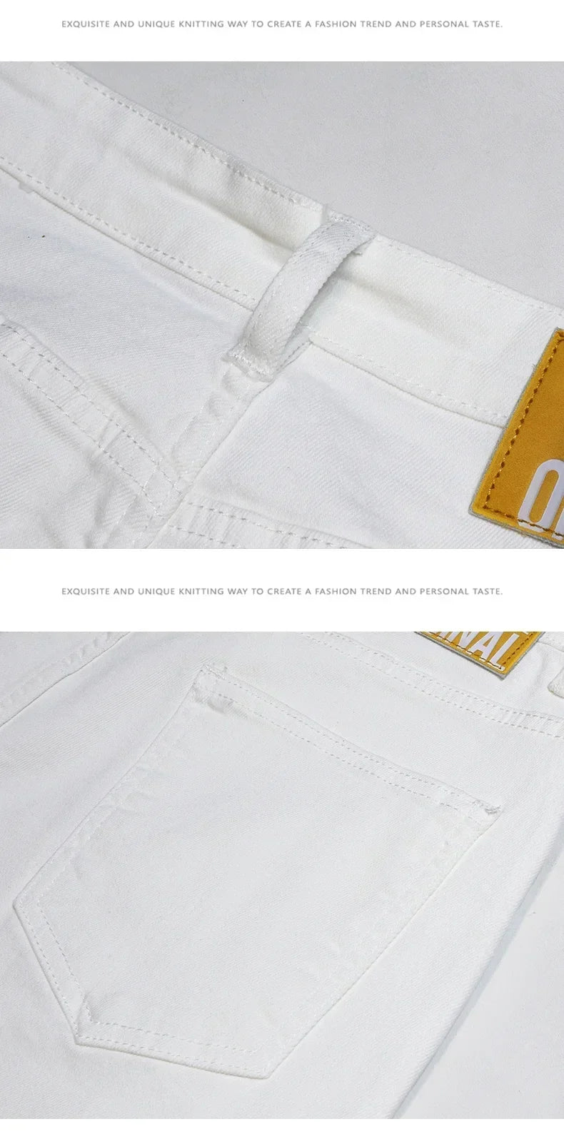 New Ripped Hole Jeans Men White Fashion Harem Male Pants  All-match Stretch Comfortable Streetwear Denim Trousers