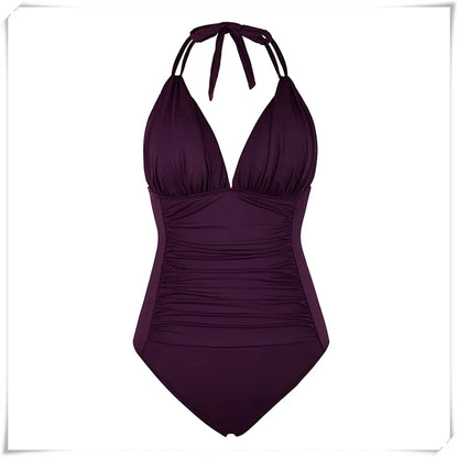 Ruched Wrinkled One Piece Swimsuit Women Swimwear Female Monokini Backless Swimsuits 2025 Bathing Suit Swim Beach Wear Bodysuit
