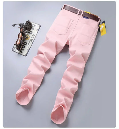 5 Colors 98% Cotton Stretchy Jeans Men's Mid-waist Straight Pencil Denim Trousers Brand Clothing Personality Fashion Male Pants