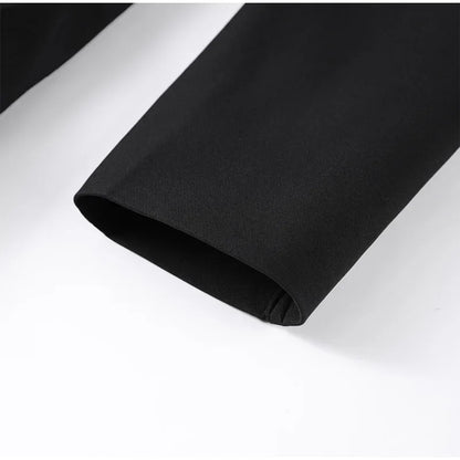 Elegant Women's Black Blazer Coat Long Sleeve Stand Collar Buckle Thick Jacket Female 2026 Spring Autumn Lady Commute Outwear
