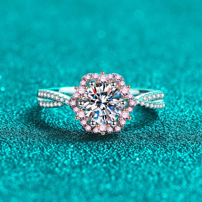 1ct Moissanite Rings for Women Sparkling Lab Gem Wedding Band S925 Sterling Silver Eternity Engagement Promise Rings