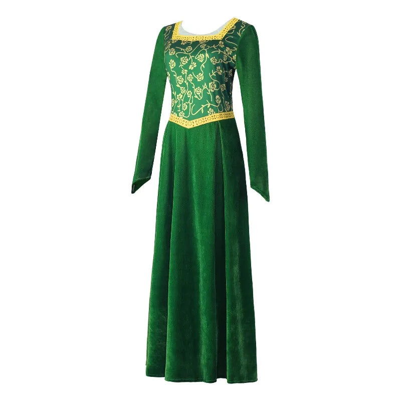 Cosplay Shrek Costume Anime Fiona Princess Dress Wig Woman Long Sleeves Green Dress Halloween Cosplay Halloween Carnival Clothe