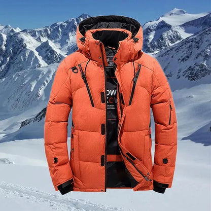 Winter White Duck Down Jacket Men Travel Hiking Thicken Warm Hooded Puffer Jackets Windproof Overcoat Down Coat Male Clothing