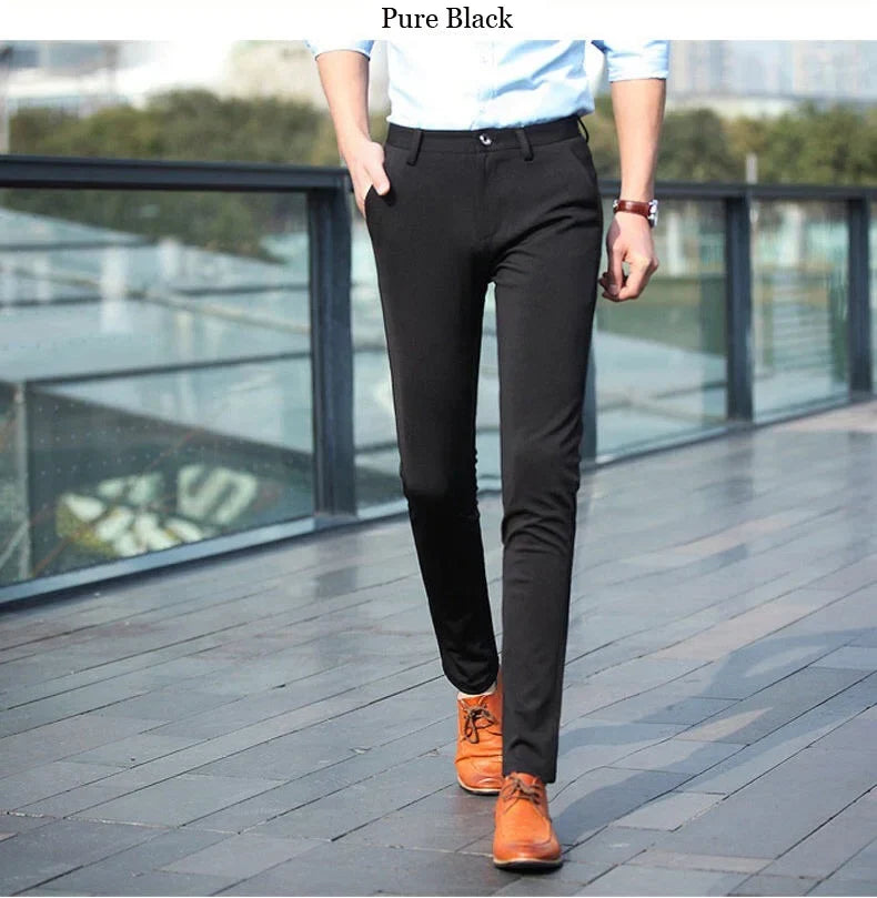 Black Suit Pants for Men Spring and Autumn Stretchy and Non-Ironing Office Trousers Slim Fit Formal Pants for Men Dress Pants