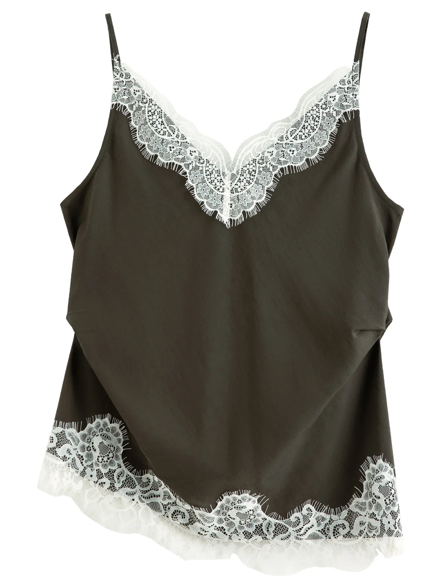 Summer Women's Lace Trim Linen Blend Camisole, Waist-Cinching Layering Top for Romantic Everyday Chic Style