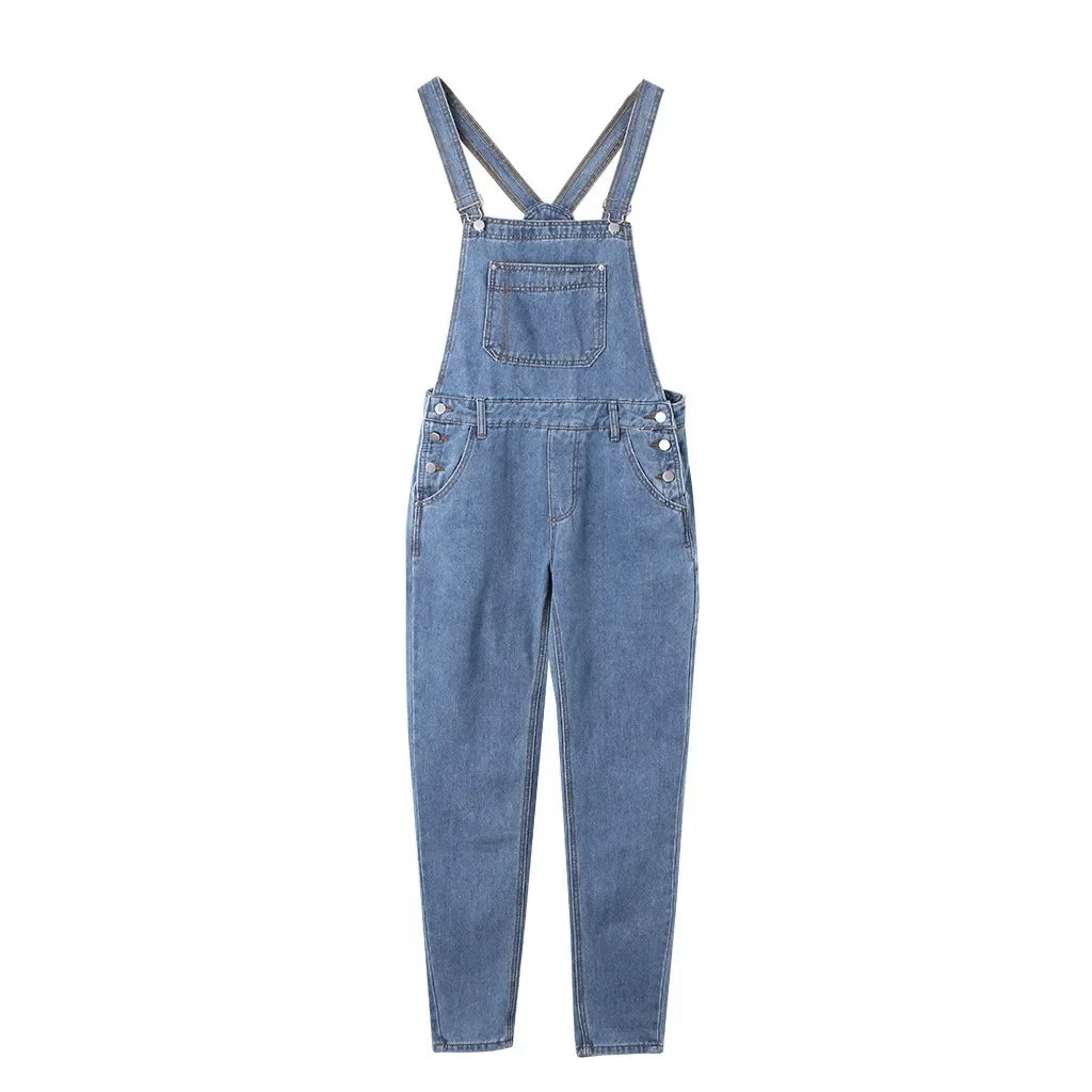 Men Pocket Jeans Overall Jumpsuit Streetwear Overall Suspender Pants Baggy Denim Harajuku Loose Pant Breathable Long Trousers