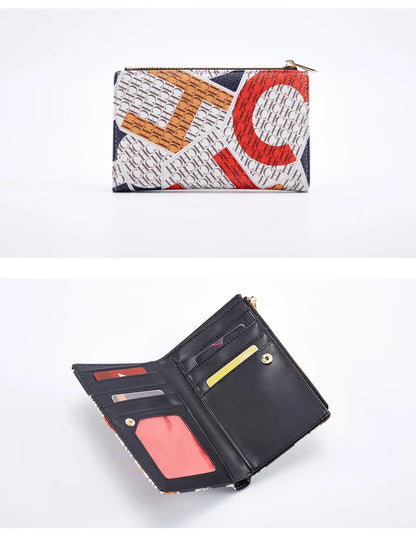 Women's Wallet CHCH Fashion Letter Cartoon Pattern Classic Retro Long Storage Wallet PVC Material Bag
