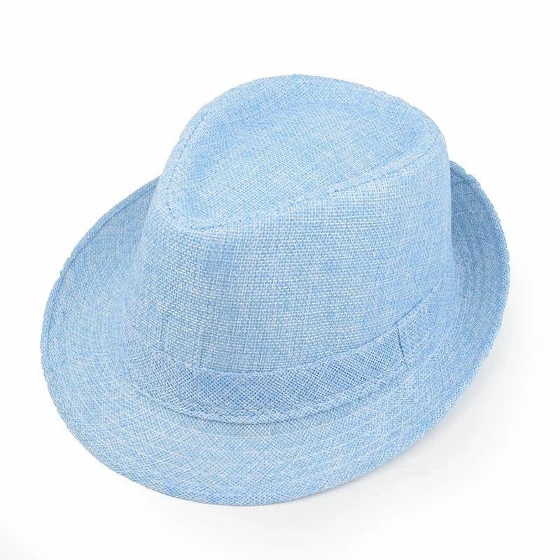 New Summer Linen Fedora Jazz Hat British Style Unisex Straw Hat Beach Sun Hat Sun Protection Korean Style Sun Hat