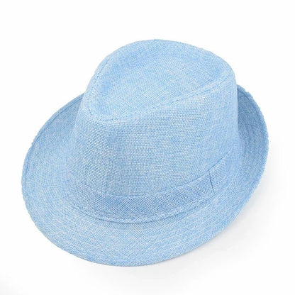 New Summer Linen Fedora Jazz Hat British Style Unisex Straw Hat Beach Sun Hat Sun Protection Korean Style Sun Hat