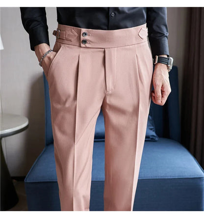 High-quality 2024 Men's Naples Trousers, Men's High-waisted Casual Pants Slim-fit Suit Trousers 28-38 Classic Formal Dress Pants